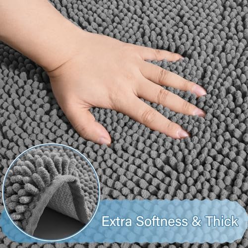 AROGAN Bathroom Rug Sets 2 Piece, 20"x20" U-Shaped & 21"×34", Grey