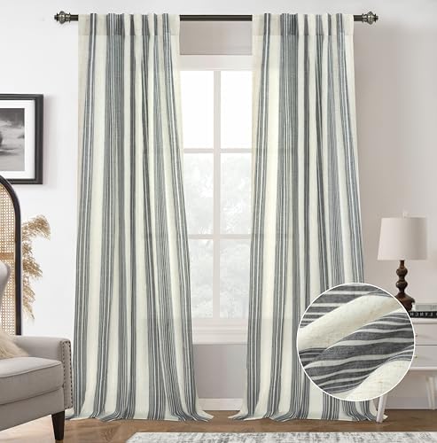 DriftAway Farmhouse Curtains for Living Room Vertical Striped Linen