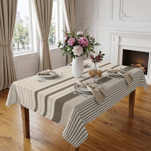 Waterproof Tablecloths Rectangle Dining Table Cloth Minimalist Taupe