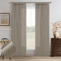 Linen Taupe Pinch Pleat Memory Shaped Light Filtering Curtains 96 Inch