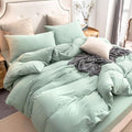 PURE ERA Jersey Knit Duvet Cover Set Solid Sage Green Queen