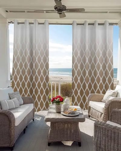 Blackout Curtains Room Darkening Drapes, Brown Modern Simple Geometric