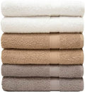 Pleasant Home Bath Towels Set of 6 (24” x 50”) 100% Cotton, Neutral
