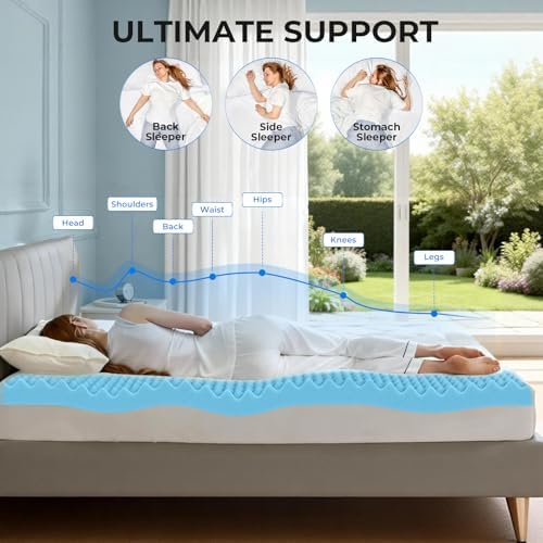 OhGeni3 Inch Cooling Queen Size Gel Memory Foam Mattress Topper