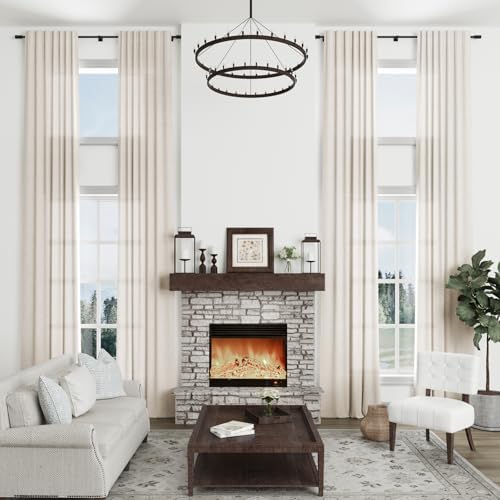 Light Beige Extra Long Linen Curtains 144 Inches Long for Living Room