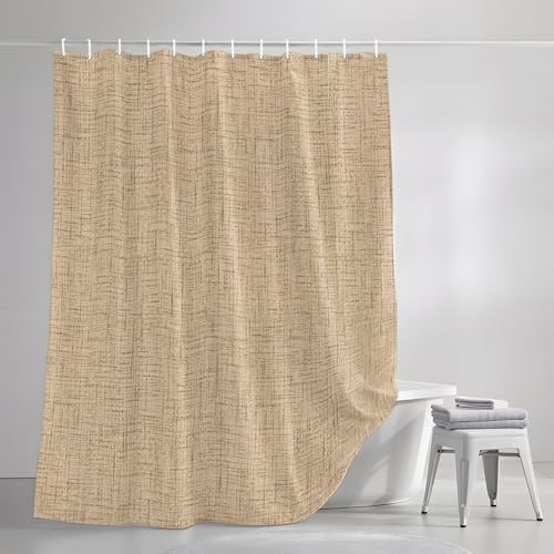 Minimalist Beige Shower Curtain for Bathroom Rustic Neutral Modern