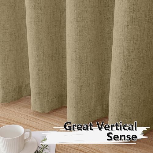 Tollpiz Linen Curtains Bedroom Rod Pocket Semi Sheer Curtain Burlap