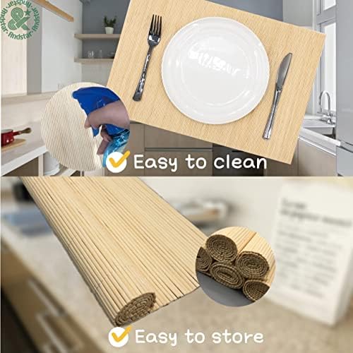 8-Pack 17.7x11.8 Bamboo Placemats, Non-Slip, Natural
