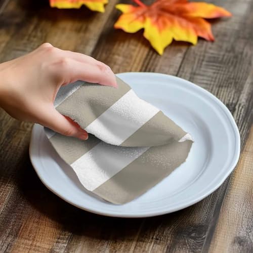 Beige and Kitchen Towels Set of 3, 18x26 Inch, White Stripe Soft