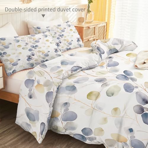 Duvet Cover King Size, Cream Gray Reversible 3 Pieces Duvet Cover Set
