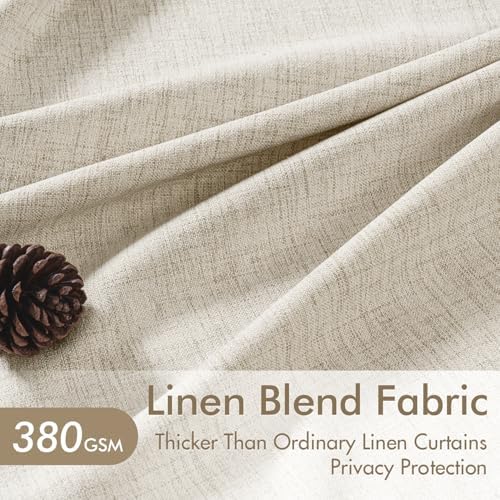MIULEE Pinch Pleated Thick Linen Curtains 40x84 Inches Oatmeal 4