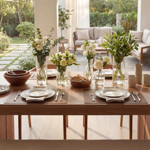 Artoid Mode Brown Faux Leather Placemats Set of 6, 12x18 Inch