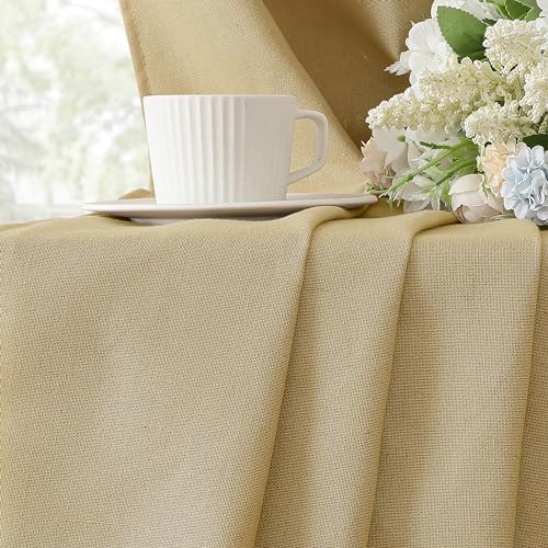 Tollpiz Beige Linen Cotton Curtain Back Tab Bedroom Semi Sheer