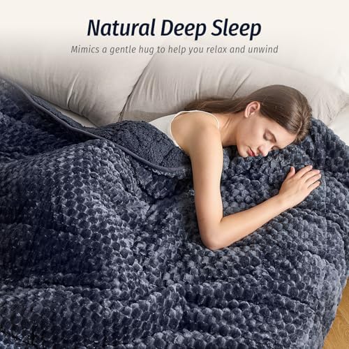 Wemore Fleece Weighted Blanket for Adults 60" x 80" 15lbs Fuzzy