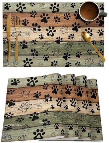 Placemats Set of 8, Sage Green Brown Beige Woven Placemat, Linen Place