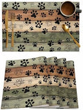 Placemats Set of 8, Sage Green Brown Beige Woven Placemat, Linen Place