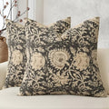 Vintage Floral Print Throw Pillow Covers 20x20 Set of 2 Neutral Modern