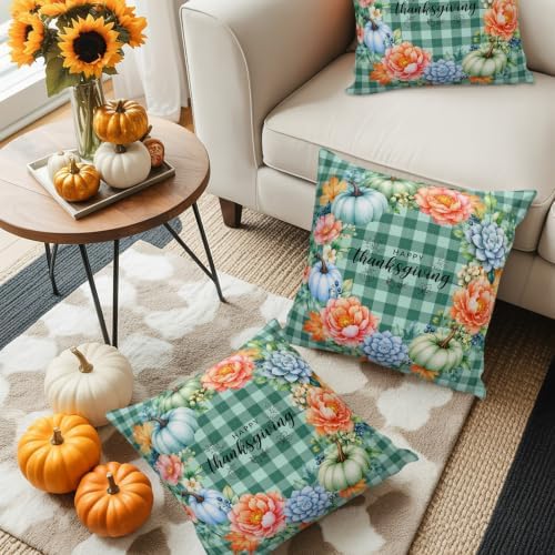 Outdoor Waterproof Throw Pillow Cover Thanksgiving Pumpkin Buffalo