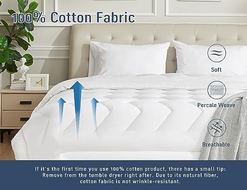 Pillow Cases 100% Cotton Percale Standard Queen Size Set of 4, White