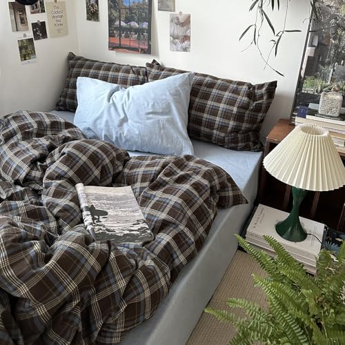mixinni Vintage Buffalo Plaid Duvet Cover Set California King, 3 Piece