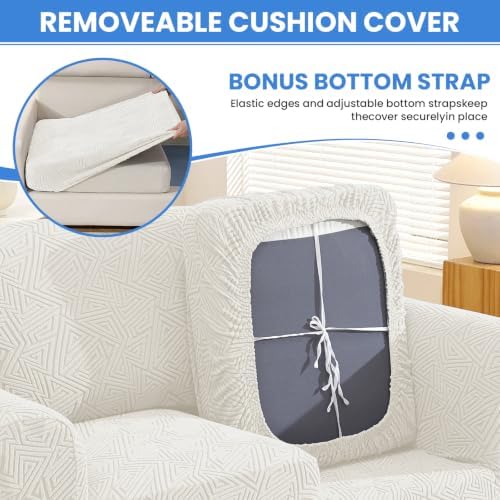 CYCMCAO 4 Piece Stretch Sofa Covers for 3 Cushion Couch, Sofa 71"-91"