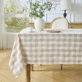 Beige Gingham Tablecloth, 60 x 60 Inch Square, Checkered Tablecloth