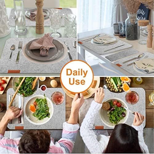 Felt Place Mats Sets of 6, Felt Placemat Coaster Cutlery Bag,Heat