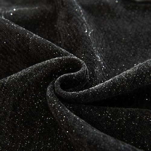 TAOSON Set of 2 Black Chenille Throw Pillow Covers, 18x18 Inch Sparkle