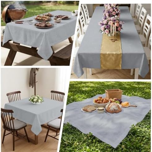Gray Solid Color Tablecloths for Rectangle 60 x 120 Inch Table Cover
