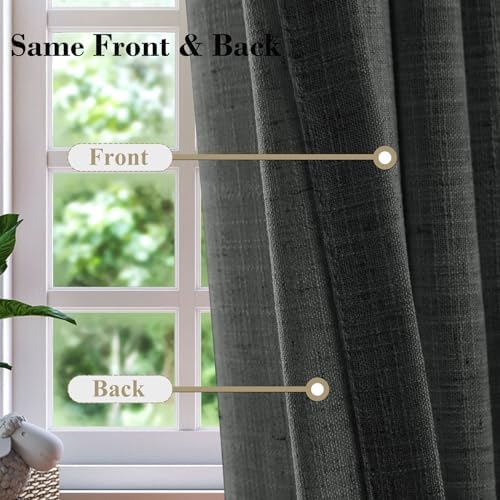 cololeaf Linen Textured Curtains 96 inches Long Room Darkening