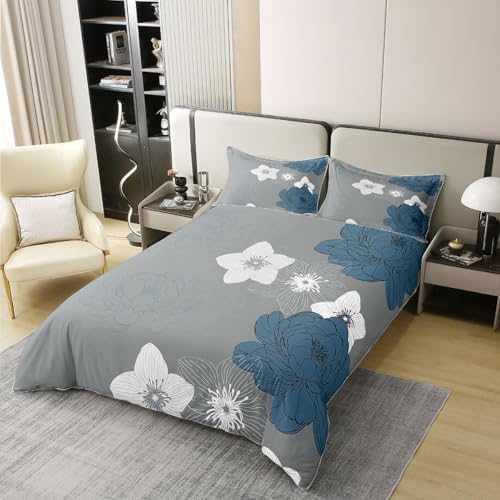 jejeloiu Vintage Floral Duvet Cover 100% Cotton Queen Size Boys Girls