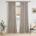 Jowels Beige Pinch Pleated Memory Trained Linen Curtains 120 Inch Long