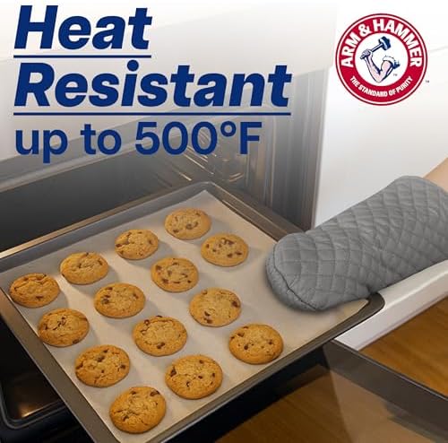 Arm & Hammer Quilted Oven Mitts, Heat Resistant, Non-Slip Silicone
