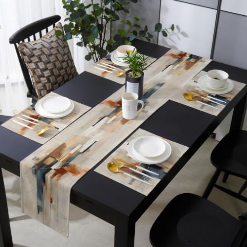 Minimalist Fine Abstract Lines Table Runner and Placemats Set of 6