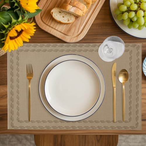 Placemat Set of 8 Minimalist Tan Dining Table Placemats Modern Natural