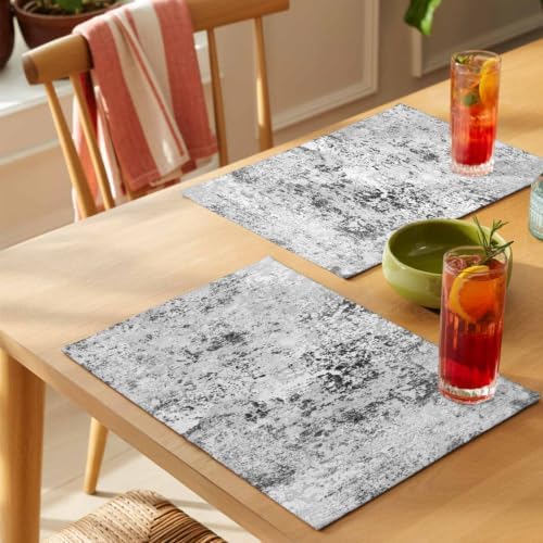 Abstract Gray Placemats Set of 8, Minimalist Mottled Concrete Spot