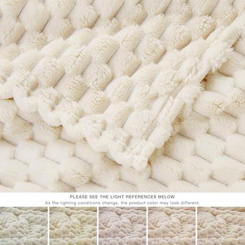 EXQ Home Cream Soft Fleece King Blanket Cozy Throw for Bed,Turtle