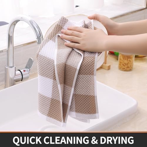 Homaxy 100% Cotton Kitchen Towels and Dishcloths Set of 10, White &