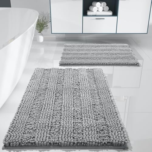 Yimobra Bathroom Rug Set 2 Piece, Absorbent Bath Mat Set, 32x20+24x17