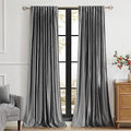 PRIMROSE Dark Grey Velvet Curtains 120 inch Long for Living Room,Set