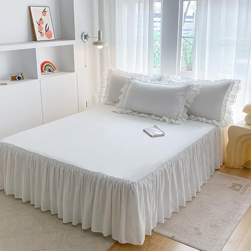 Ruffle Cotton Duvet Cover Set 4 Piece,Shabby Soft Bedding Set with