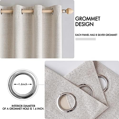 MIULEE 100% Blackout Linen Curtains for Bedroom 52x84 Inches Ivory