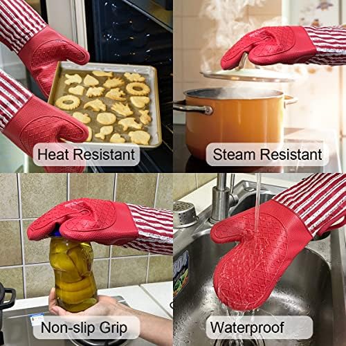 Alselo Silicone Oven Mitts Heat Resistant 932°F with Waterproof &