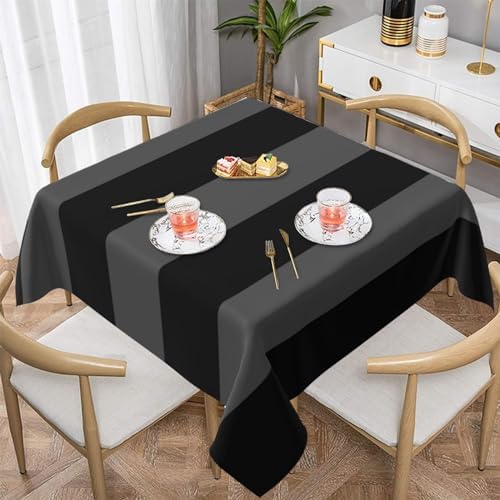 Black and Gray Silver Stripes Tablecloth, 60" Square Washable