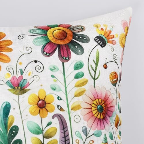 Abstract Colorful Wildflowers Throw Pillow Covers 20x20 Inch Set of 4