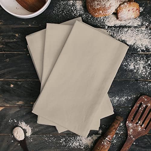 Kitchen Towels or Dish Towels, Khaki White Stripe 18 X 28 Inches