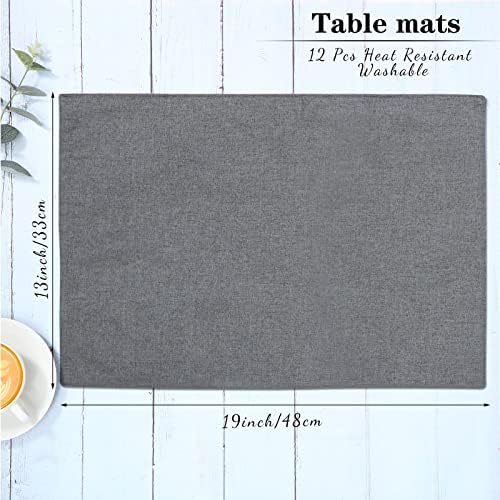 Sieral 12 Set Cloth Placemats Rectangle Dining Table Placemat, Dark