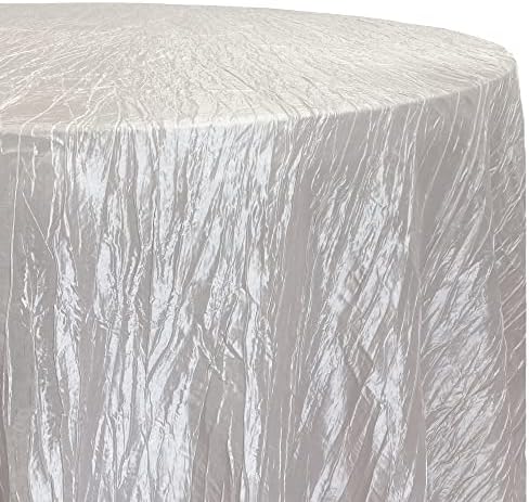 YOUR CHAIR COVERS - 90 Inch Round Crinkle Taffeta Tablecloth - Ivory