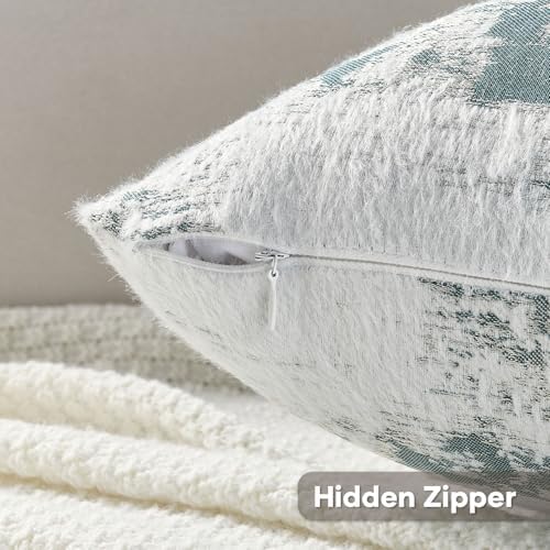 HAUSSY Pack of 2 Faux Cashmere Throw Pillow Covers 22x22 Inch, Teal