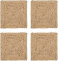 Hausattire Jute Braided Woven Placemats, Set of 4, 14x14 in, Natural